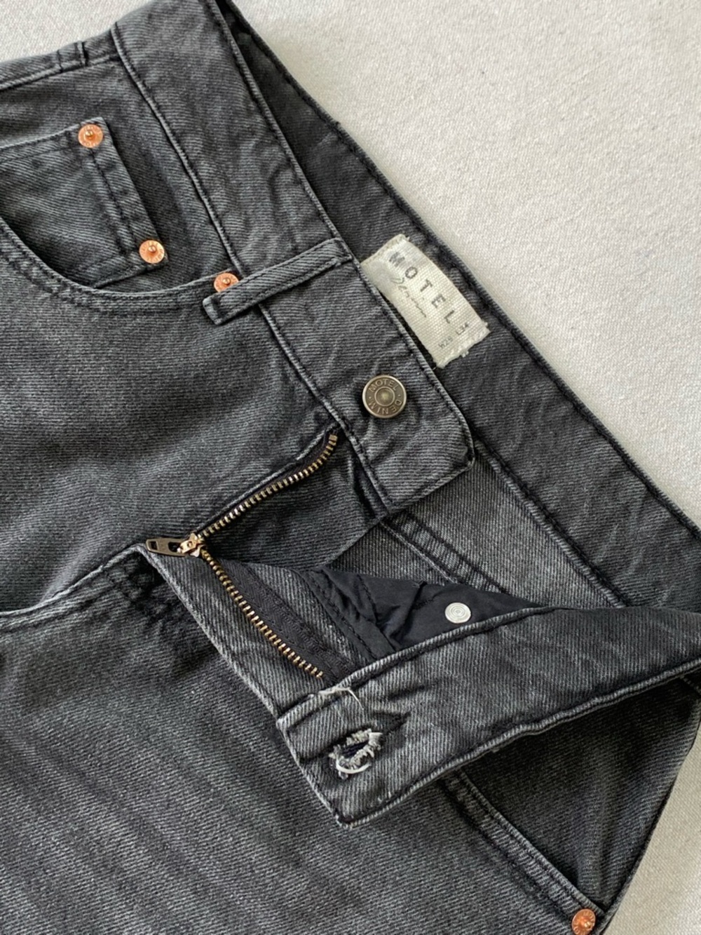 Motel Rocks Low Rise Parallel Jeans In Washed Black Grey - Picture 13 of 14